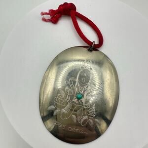 Ortiz Santa Fe 1995 vintage silver tone turquoise Southwestern pendant ornament